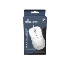 MediaRange Optical 4-Button Wireless Mouse with Scroll-Wheel and DPI-Button, 1.000 – 1.600 dpi, Symmetrical, White (MROS257)