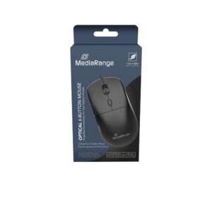 MediaRange Wired Optical 6-Button Mouse, Scroll-Wheel,800 – 2.400 dpi,1.5m USB-C Cable, Black (MROS271)