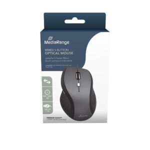 MediaRange Optical Mouse (Black/Grey, Wired) (MROS202)